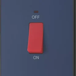 British General Evolve 45A 1-Gang 2-Pole Cooker Switch Blue With LED With Black Inserts -British General Shop 894PY A3