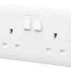 MK Base 13A 2-Gang SP Switched Socket White With White Inserts