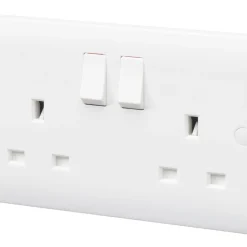 MK Base 13A 2-Gang SP Switched Socket White With White Inserts