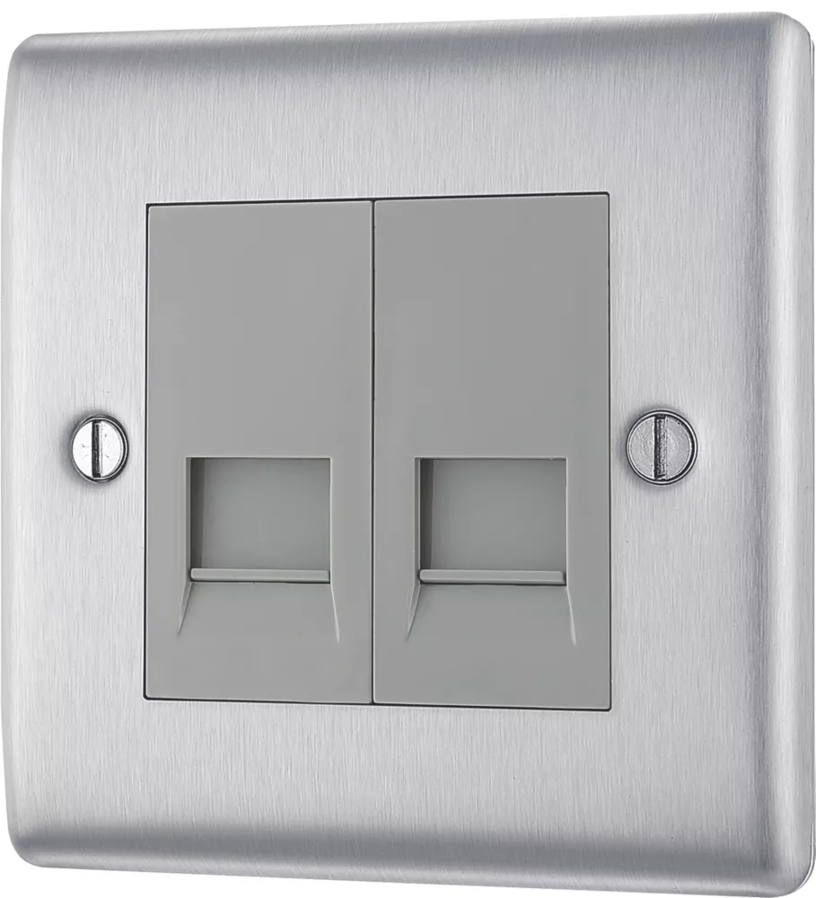 British General Nexus Metal Master Telephone Socket Brushed Steel 3 British General Nexus Metal Master Telephone Socket Brushed Steel