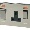 Crabtree Platinum 45 A & 13A 2-Gang DP Cooker Switch & 13A DP Switched Socket Black Nickel With Neon With Black Inserts -British General Shop 89970 P