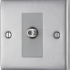 British General NEXUS METAL 1-Gang Single Satellite Socket Brushed Steel -British General Shop 899XF P