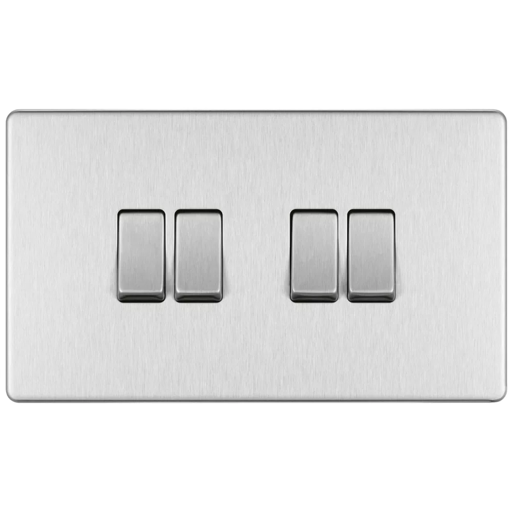 LAP 20A 16AX 4-Gang 2-Way Light Switch Brushed Stainless Steel 4 LAP 20A 16AX 4-Gang 2-Way Light Switch Brushed Stainless Steel - Image 2