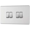 LAP 20A 16AX 4-Gang 2-Way Light Switch Brushed Stainless Steel -British General Shop 901KJ P
