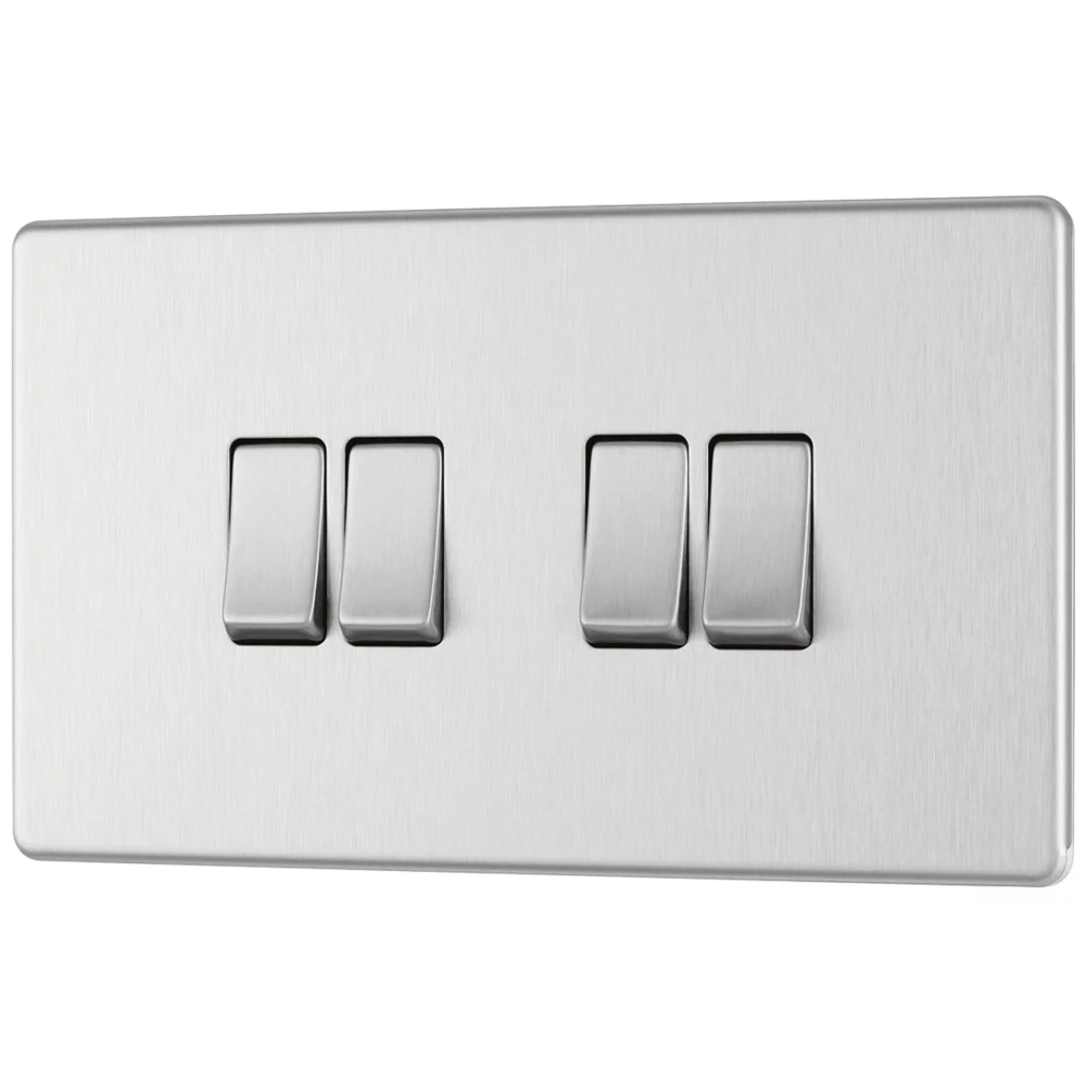 LAP 20A 16AX 4-Gang 2-Way Light Switch Brushed Stainless Steel 3 LAP 20A 16AX 4-Gang 2-Way Light Switch Brushed Stainless Steel
