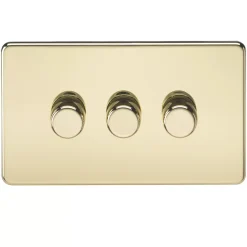Knightsbridge SF2183PB 3-Gang 2-Way LED Dimmer Switch Polished Brass