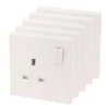 Essentials 13A 1-Gang SP Switched Plug Socket White 5 Pack -British General Shop 9049D P