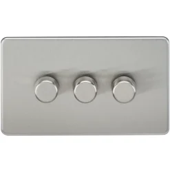 Knightsbridge SF2183BC 3-Gang 2-Way LED Dimmer Switch Brushed Chrome