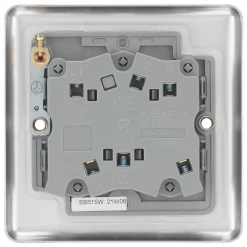 LAP 10AX 1-Gang 3-Pole Fan Isolator Switch Brushed Stainless Steel With White Inserts -British General Shop 90520 A3