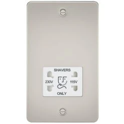 Knightsbridge FP8900PLW 2-Gang Dual Voltage Shaver Socket 115 V / 230V Pearl With White Inserts