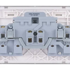 Schneider Electric Lisse Deco 13A 2-Gang DP Switched Plug Socket Brushed Stainless Steel With White Inserts -British General Shop 909FF A3