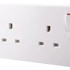 British General 900 Series 13A 2-Gang DP Switched Plug Socket White