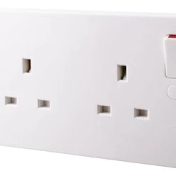 British General 900 Series 13A 2-Gang DP Switched Plug Socket White