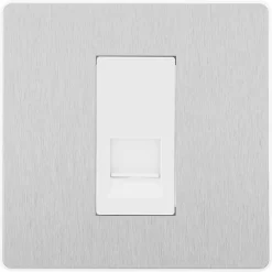 British General Evolve Master Telephone Socket Brushed Steel With White Inserts -British General Shop 910RF A2