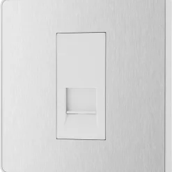 British General Evolve Master Telephone Socket Brushed Steel With White Inserts -British General Shop 910RF A3