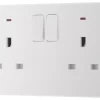 British General 900 Series 13A 2-Gang SP Switched Power Socket White With LED -British General Shop 910XG P