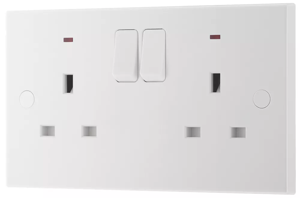 British General 900 Series 13A 2-Gang SP Switched Power Socket White With LED 3 British General 900 Series 13A 2-Gang SP Switched Power Socket White With LED