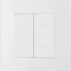 British General Evolve 2-Gang 2-Way LED Double Secondary Touch Trailing Edge Dimmer Switch Pearlescent White With White Inserts -British General Shop 911PY A3