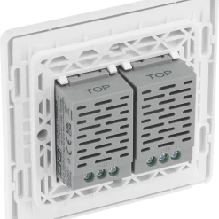 British General Evolve 2-Gang 2-Way LED Double Secondary Touch Trailing Edge Dimmer Switch Pearlescent White With White Inserts -British General Shop 911PY A4