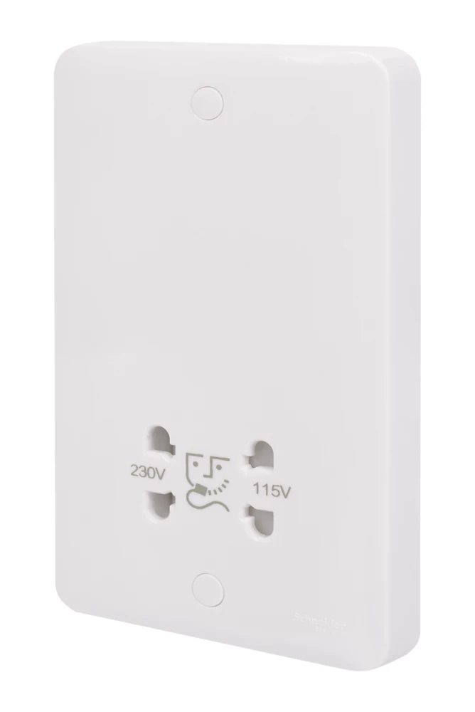 Schneider Electric Lisse 1-Gang Dual Voltage Shaver Socket 115 / 230V White 3 Schneider Electric Lisse 1-Gang Dual Voltage Shaver Socket 115 / 230V White
