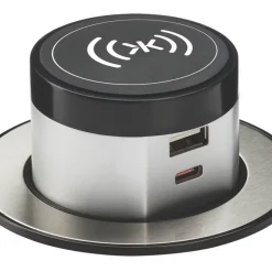 Knightsbridge SK0015 4.0A 2-Outlet Type A & C Pop-Up USB Charger Brushed Chrome -British General Shop 912VF A1