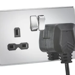 Knightsbridge SFR9000PC 13A 2-Gang DP Switched Double Socket Polished Chrome With Black Inserts 8 Knightsbridge SFR9000PC 13A 2-Gang DP Switched Double Socket Polished Chrome With Black Inserts -British General Shop 915TY A2