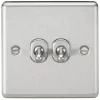 Knightsbridge CLTOG2BC 10AX 2-Gang 2-Way Light Switch Brushed Chrome -British General Shop 916TX P