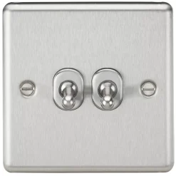 Knightsbridge CLTOG2BC 10AX 2-Gang 2-Way Light Switch Brushed Chrome