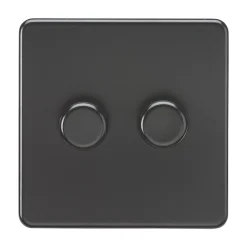 Knightsbridge SF2182MBB 2-Gang 2-Way LED Dimmer Switch Matt Black