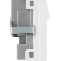 British General Evolve 13A 2-Gang SP Switched Socket Brushed Steel With White Inserts -British General Shop 918RF A5