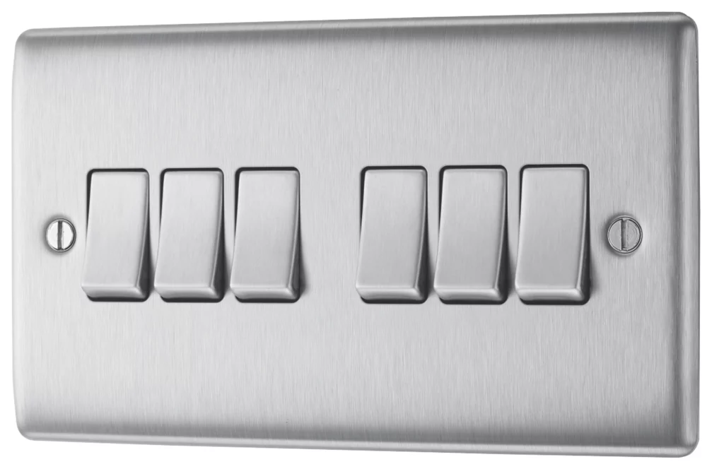 British General Nexus Metal 20A 16AX 6-Gang 2-Way Light Switch Brushed Steel 3 British General Nexus Metal 20A 16AX 6-Gang 2-Way Light Switch Brushed Steel