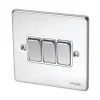 Schneider Electric Ultimate Low Profile 16AX 3-Gang 2-Way Light Switch Polished Chrome With White Inserts 1 Schneider Electric Ultimate Low Profile 16AX 3-Gang 2-Way Light Switch Polished Chrome With White Inserts -British General Shop 9231J P