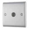 British General NEXUS METAL 1-Gang Single TV Socket Brushed Steel -British General Shop 923XF P