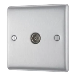 British General NEXUS METAL 1-Gang Single TV Socket Brushed Steel