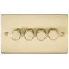 Knightsbridge FP2184BB 4-Gang 2-Way LED Dimmer Switch Brushed Brass -British General Shop 924TX P