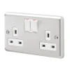 MK Contoura 13A 2-Gang DP Switched Plug Socket Grey With White Inserts -British General Shop 926RG P