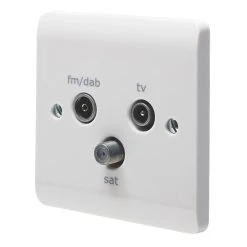Crabtree Instinct 1-Gang Triplex Multimedia Socket White