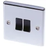 LAP 10AX 2-Gang 2-Way Light Switch Polished Chrome With Black Inserts -British General Shop 92805 P