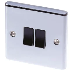 LAP 10AX 2-Gang 2-Way Light Switch Polished Chrome With Black Inserts