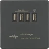 Knightsbridge SFQUADAT 5.1A 4-Outlet Type A USB Socket Anthracite With Black Inserts