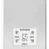 Knightsbridge SF8900PCW 2-Gang Dual Voltage Shaver Socket 115 V / 230V Polished Chrome With White Inserts