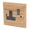 Varilight 13AX 1-Gang DP Switched Plug Socket Classic Oak With Black Inserts -British General Shop 9327H P