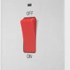 British General Evolve 45A 1-Gang 2-Pole Cooker Switch Brushed Steel With LED With White Inserts -British General Shop 933PY P