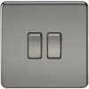 Knightsbridge SF3000BN 10AX 2-Gang 2-Way Light Switch Black Nickel -British General Shop 933TX P