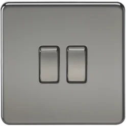 Knightsbridge SF3000BN 10AX 2-Gang 2-Way Light Switch Black Nickel