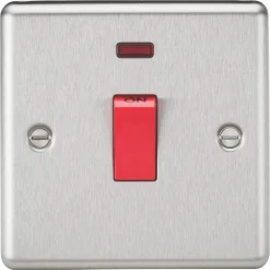 Knightsbridge CL81NBC 45A 1-Gang DP Control Switch Brushed Chrome With LED