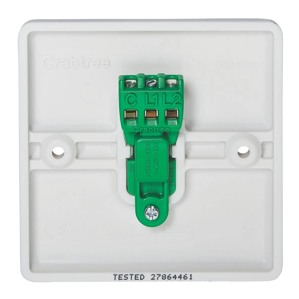 Crabtree Instinct 10AX 1-Gang 2-Way Light Switch White 5 Crabtree Instinct 10AX 1-Gang 2-Way Light Switch White - Image 3