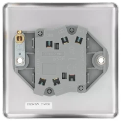 LAP 10AX 2-Gang 2-Way Light Switch Brushed Stainless Steel With White Inserts -British General Shop 94390 A3