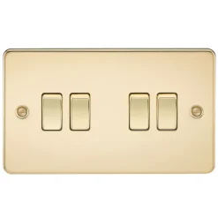 Knightsbridge FP4100PB 10AX 4-Gang 2-Way Light Switch Polished Brass