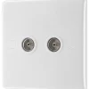 British General 800 Series 2-Gang Coaxial TV / FM Socket White -British General Shop 946XG P